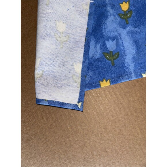 Placemats Blue (10) Tulip Flowers 100% Cotton  India 19” X 13" Unlined New/Tags - Picture 5 of 5